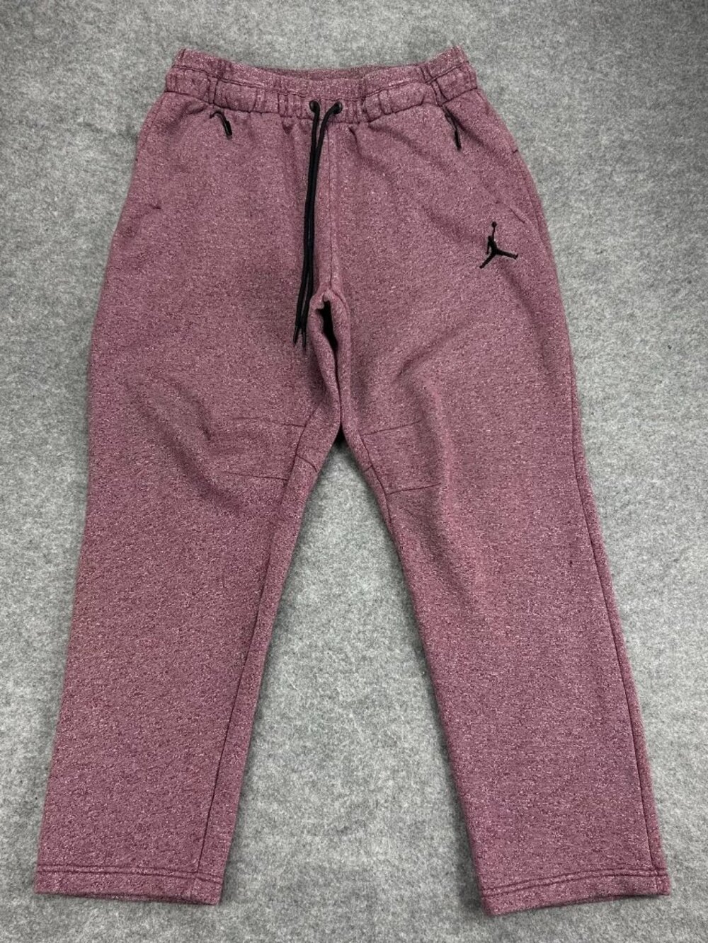 Jordan Sweatpants Mens 2XL Burgundy Heather Fleece Drawstring Logo Zipped Pocket